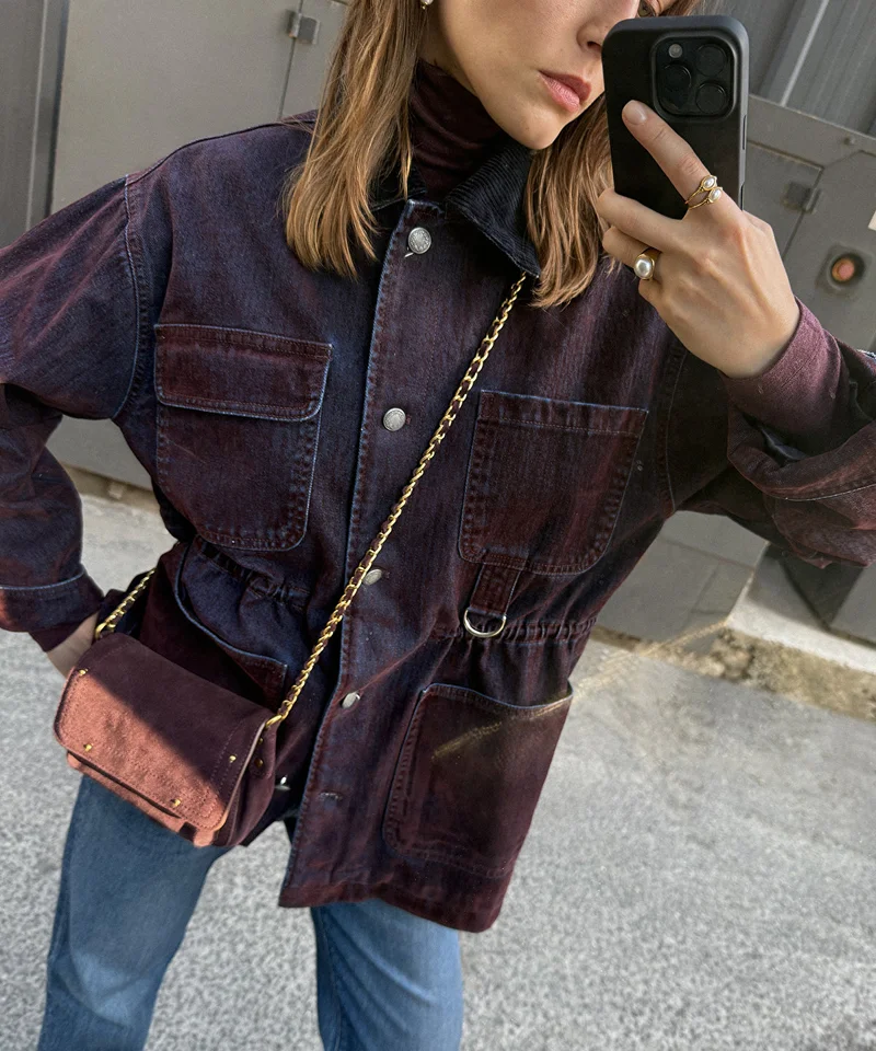 ابيكول Contrast Velvet Collar Coat